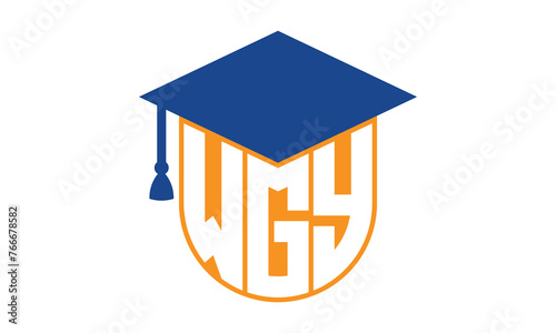 WGY initial letter academic logo design vector template. school college logo, university logo, graduation cap logo, institute logo, educational logo, library logo, teaching logo, book shop, varsity