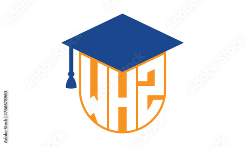 WHZ initial letter academic logo design vector template. school college logo, university logo, graduation cap logo, institute logo, educational logo, library logo, teaching logo, book shop, varsity