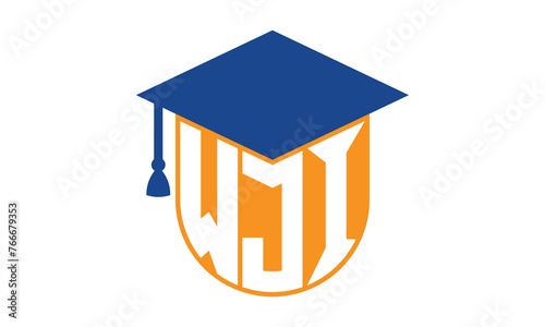 WJI initial letter academic logo design vector template. school college logo, university logo, graduation cap logo, institute logo, educational logo, library logo, teaching logo, book shop, varsity