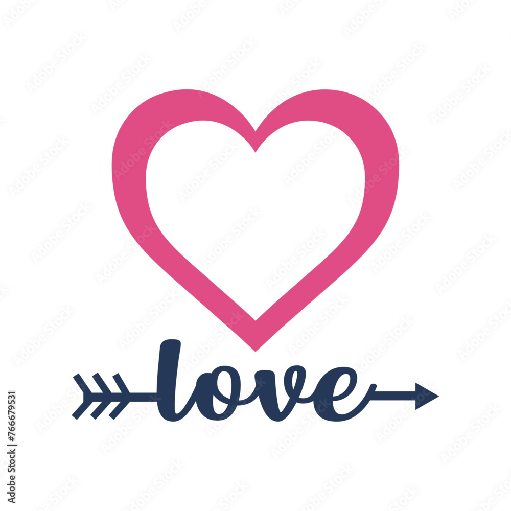 Vector lettering heart with arrow