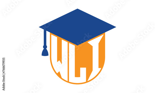 WLI initial letter academic logo design vector template. school college logo, university logo, graduation cap logo, institute logo, educational logo, library logo, teaching logo, book shop, varsity