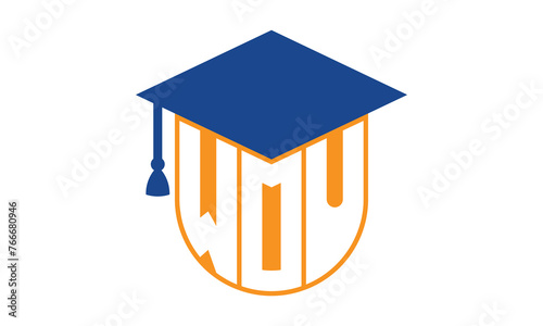 WOU initial letter academic logo design vector template. school college logo, university logo, graduation cap logo, institute logo, educational logo, library logo, teaching logo, book shop, varsity