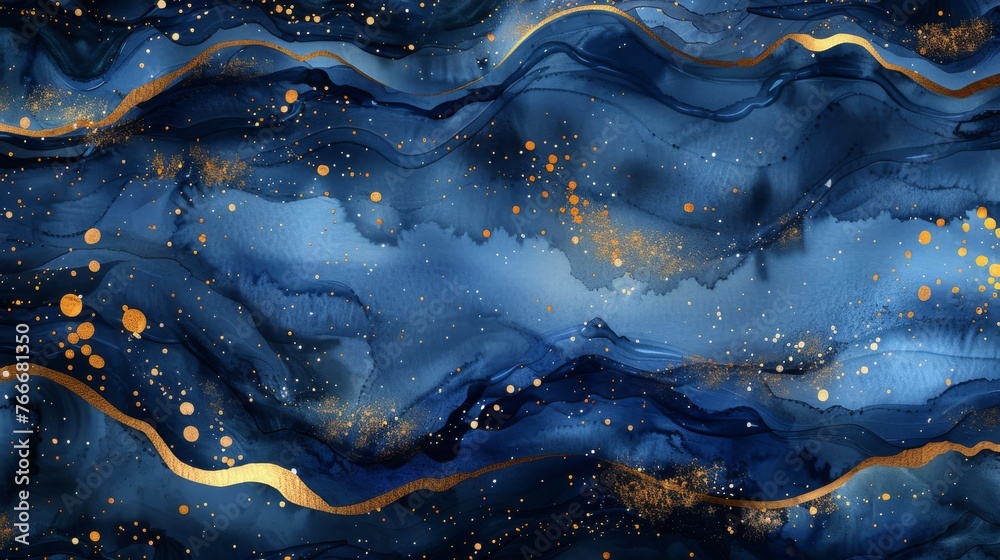 Detailed of Blue and Gold Galaxy Artwork Detailed of Blue and Gold Galaxy Artwork