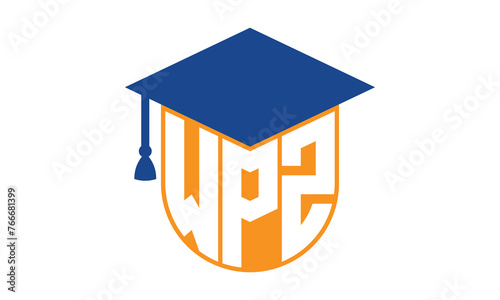 WPZ initial letter academic logo design vector template. school college logo, university logo, graduation cap logo, institute logo, educational logo, library logo, teaching logo, book shop, varsity