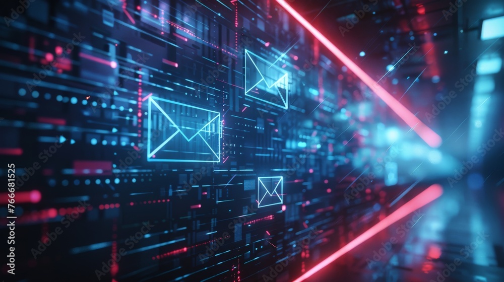 Ransomware Cyber Security Email Red and blue futuristic background beautiful modern background concept hi-tech technology Ransomware Cyber Security Email Red and blue futuristic background beautiful modern background concept hi-tech technology