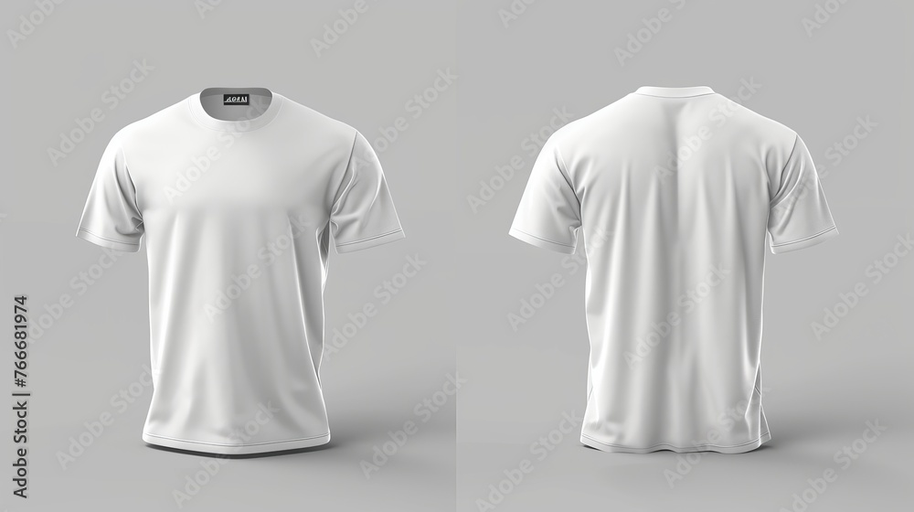 A basic front and back view of a men's t-shirt, providing a simple template for apparel design A basic front and back view of a men's t-shirt, providing a simple template for apparel design