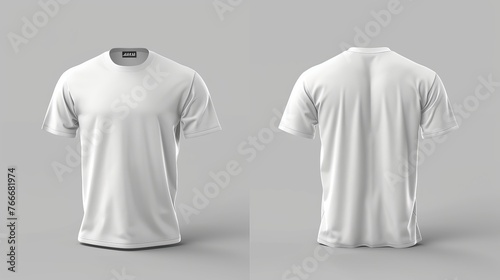 A basic front and back view of a men's t-shirt, providing a simple template for apparel design
