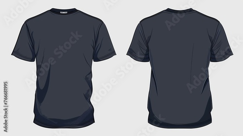 A basic front and back view of a men's t-shirt, providing a simple template for apparel design