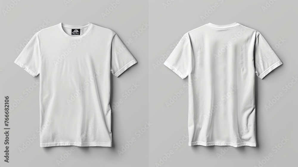 A blank white t-shirt template, providing a clean canvas for design and customization A blank white t-shirt template, providing a clean canvas for design and customization