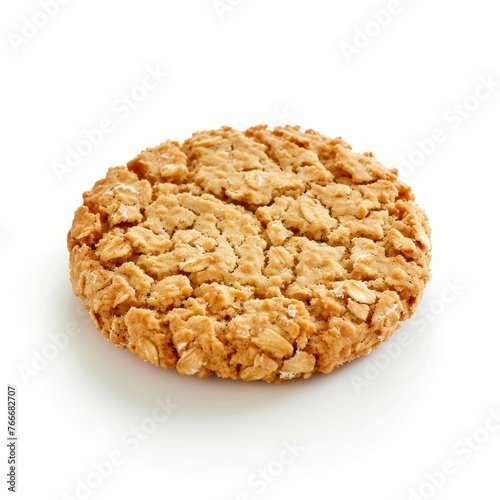Crispy Oatmeal Cookie Isolated on White Background. Generative ai