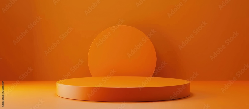 Minimal Podium Design on Orange Background.