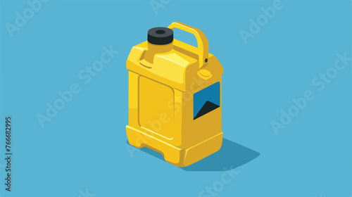 Yellow jerrycan icon on a blue background. flat vector