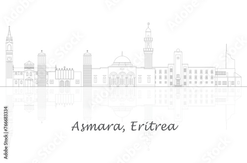 Outline Skyline panorama of city of Asmara, Eritrea - vector illustration