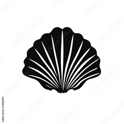 Sea shell black silhouette vector icon. Simple seas