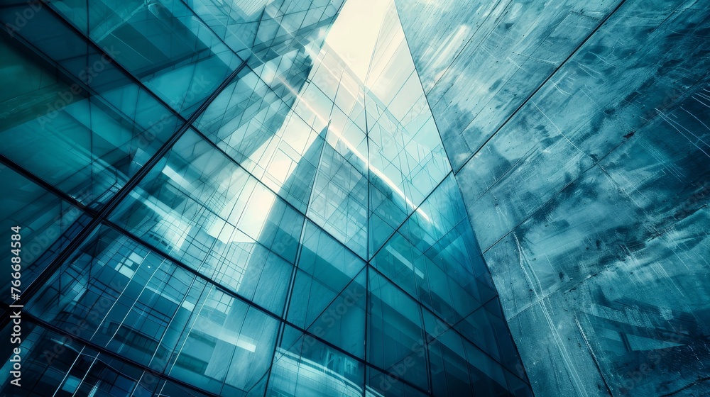 Abstract modern business architecture Fragment of modern architecture walls made of glass and concrete Blue tonal filter photo AI generated illustration Abstract modern business architecture Fragment of modern architecture walls made of glass and concrete Blue tonal filter photo AI generated illustration