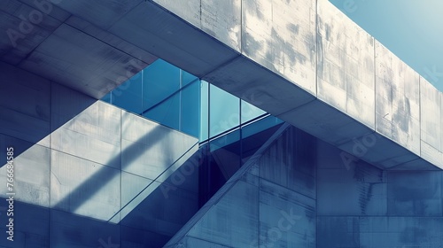 Abstract modern business architecture Fragment of modern architecture walls made of glass and concrete Blue tonal filter photo AI generated illustration