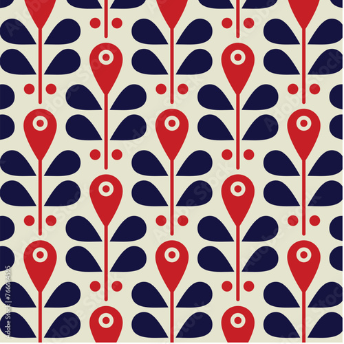 Geometrical Retro Florals Background Wallpaper