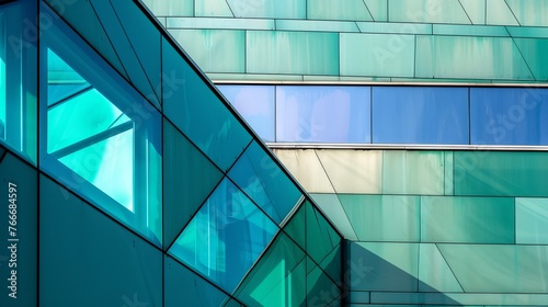 Abstract shapes and angles in a close-up of a modern business building   AI generated illustration
