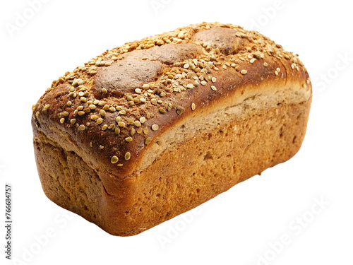 Loaf of bread with sesame seeds isolated on transparent background.