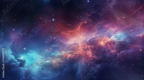Galaxy with Vibrant Blue and Purple Nebula