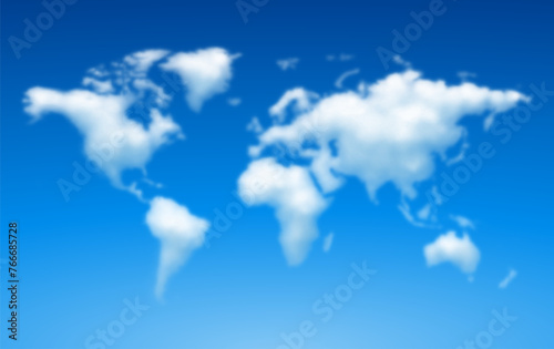 World map of fluffy clouds © polygraphus