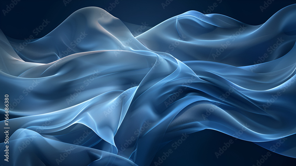 Clean abstract graphic blue waves transparent background, Abstract vector background with blue smooth color wave. Blue wavy lines, Generative Ai 