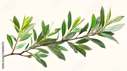Branches and leaves of the tea tree Melaleuca Isolated White Background, Generative Ai 