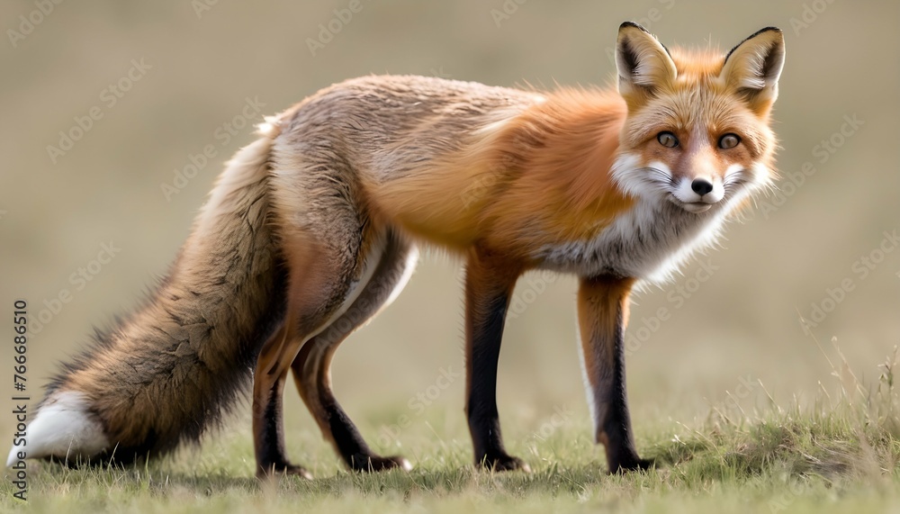 A Fox With Its Tail Held Low Ready To Bolt