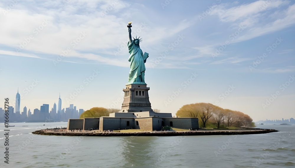Impressive View Of The Statue Of Liberty In New Yo