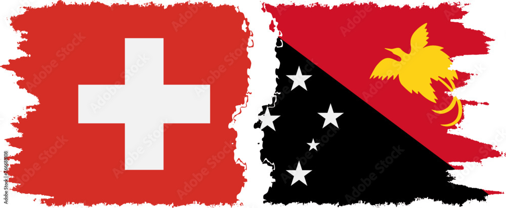 Papua New Guinea and Switzerland grunge flags connection vector Papua New Guinea and Switzerland grunge flags connection vector