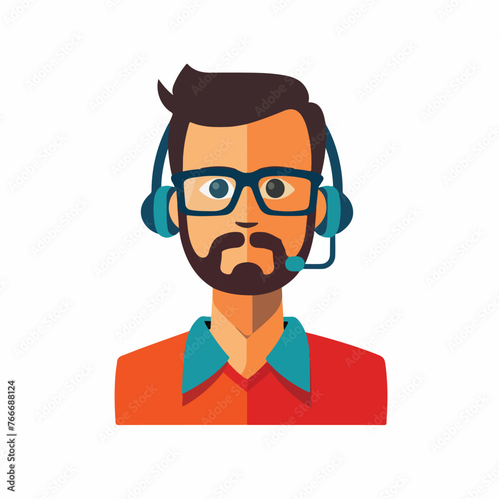 Technical support man operator icon. flat vector il