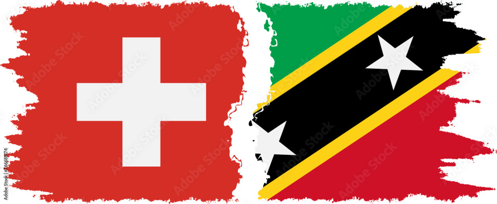 Saint Kitts and Nevis and Switzerland grunge flags connection vector Saint Kitts and Nevis and Switzerland grunge flags connection vector