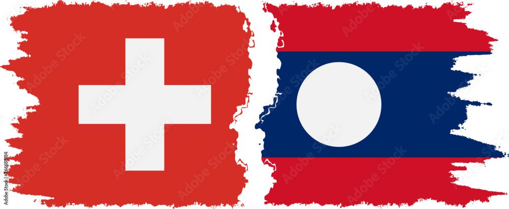 Laos and Switzerland grunge flags connection vector Laos and Switzerland grunge flags connection vector