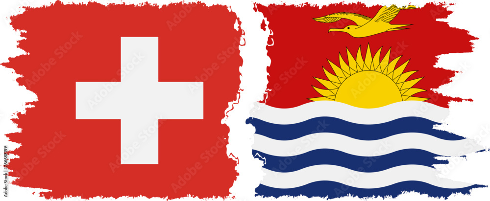 Kiribati and Switzerland grunge flags connection vector Kiribati and Switzerland grunge flags connection vector