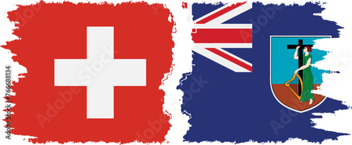 Montserrat and Switzerland grunge flags connection vector.