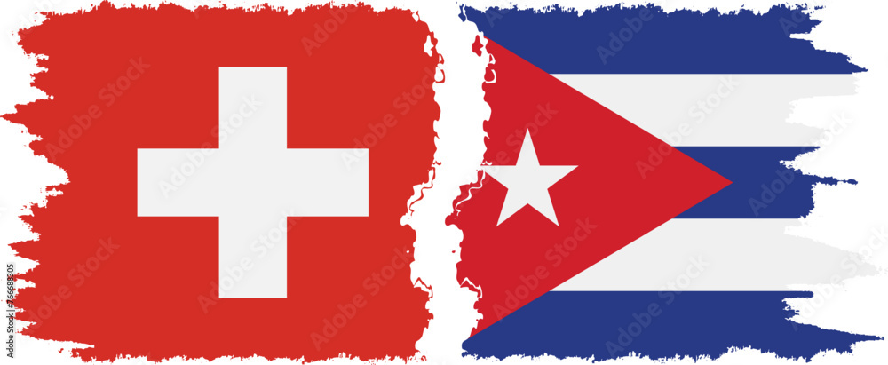 Cuba and Switzerland grunge flags connection vector Cuba and Switzerland grunge flags connection vector