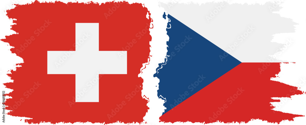 Czech and Switzerland grunge flags connection vector Czech and Switzerland grunge flags connection vector