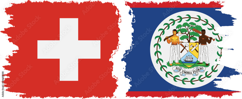 Belize and Switzerland grunge flags connection vector Belize and Switzerland grunge flags connection vector