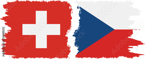 Czech and Switzerland grunge flags connection vector