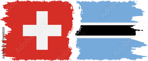 Botswana and Switzerland grunge flags connection vector