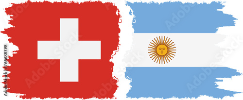 Argentina and Switzerland grunge flags connection vector