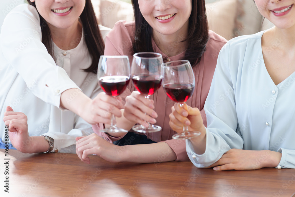 女子会で乾杯をする女性 女子会で乾杯をする女性