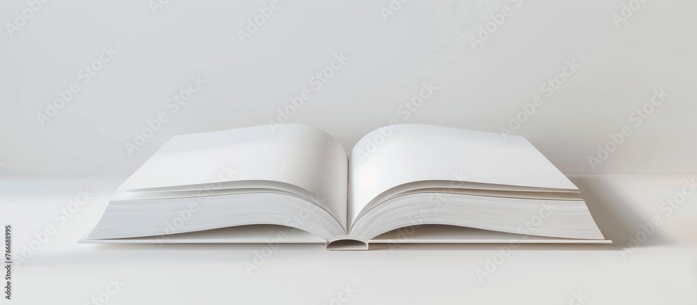 Close-up image of a white book template against a white backdrop. Close-up image of a white book template against a white backdrop.
