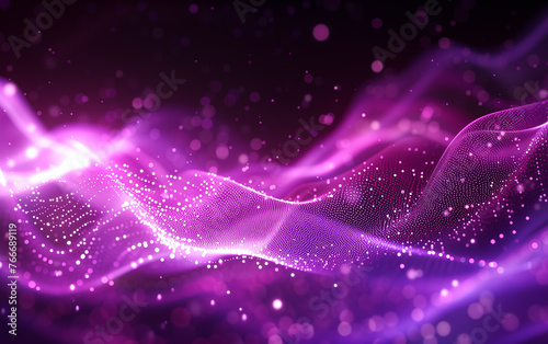 Abstract dynamic wave glitter particles background. Sound and music visualization wallpaper. Digital technology background.