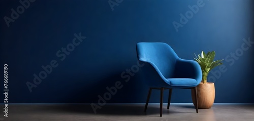 a blue chair in front of a blue wall © JazzRock