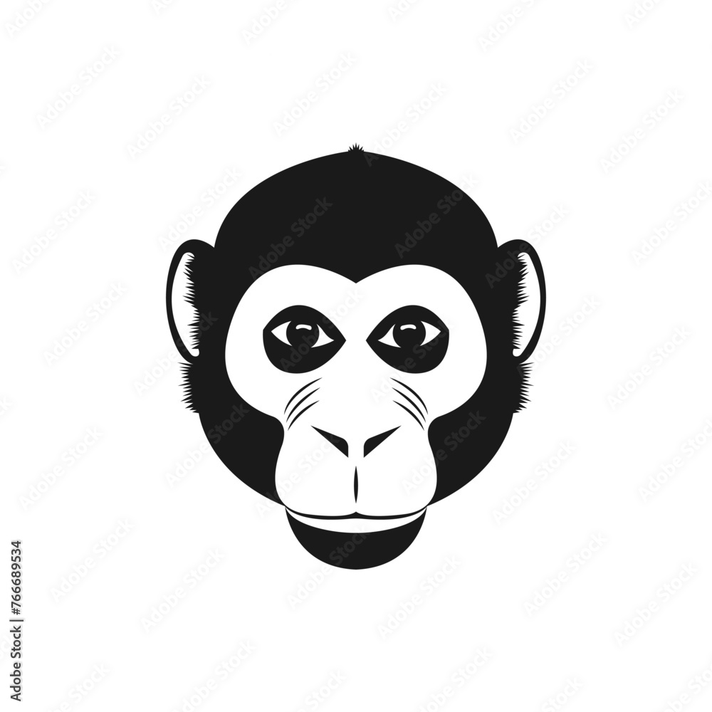 Monkey icon flat style isolated on white background. Vector illustration Monkey icon flat style isolated on white background. Vector illustration