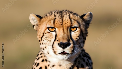 A Cheetah With Its Eyes Narrowed Focused On Its T © zuevskayaolga