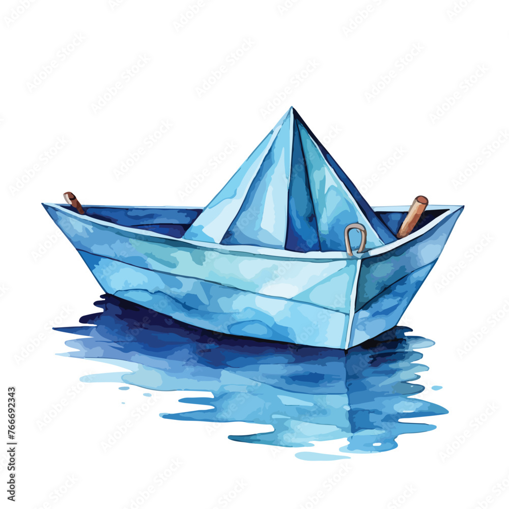 Watercolor paper boat illsutation Hand-drawn boat f