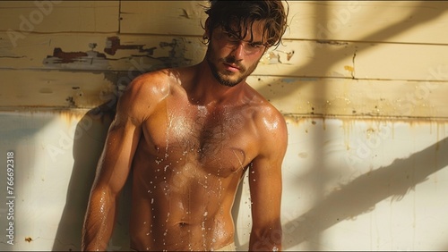 Hot Guy Surfer Tan Athletic Male Model Hunk Attractive Man