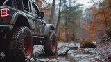 Modified Off-Road Adventures Cinematic captures of modified off-road vehicles tackling extreme terrain showcasing custom lifts   AI generated illustration